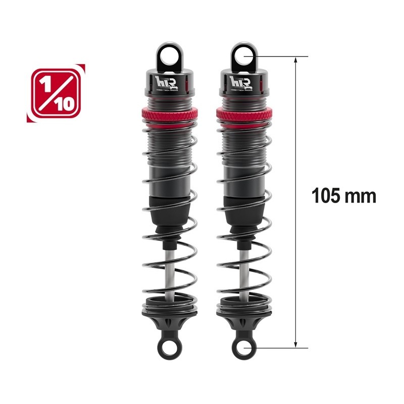 "Amortisseurs 1/10 105mm BIG BORE 13mm +kit 3 ressorts H/M/S"