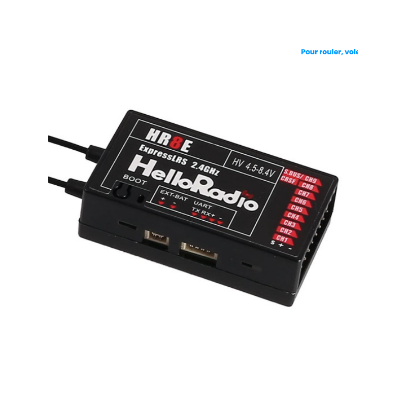 HRS Récepteur 9V HR8E ELRS 2,4Ghz Noir