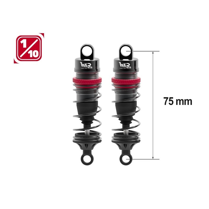 "Amortisseurs 1/10 75mm BIG BORE 13mm +kit 3 ressorts H/M/S"