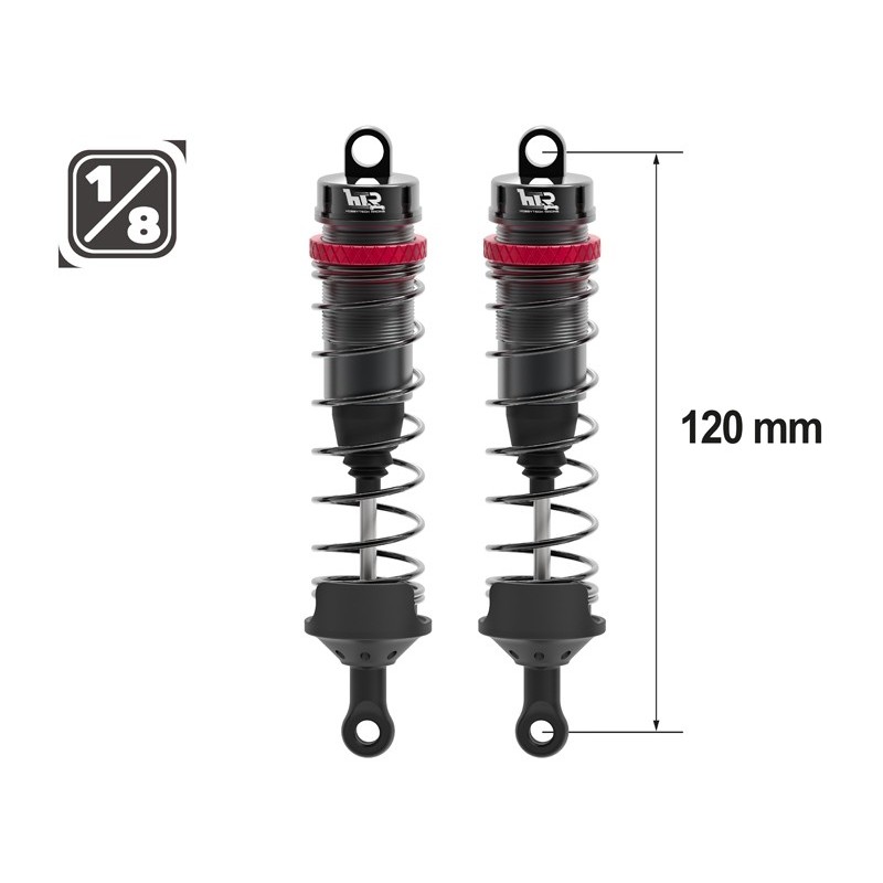 "Amortisseurs 1/8 120mm BIG BORE 16mm +kit 3 ressorts H/M/S"