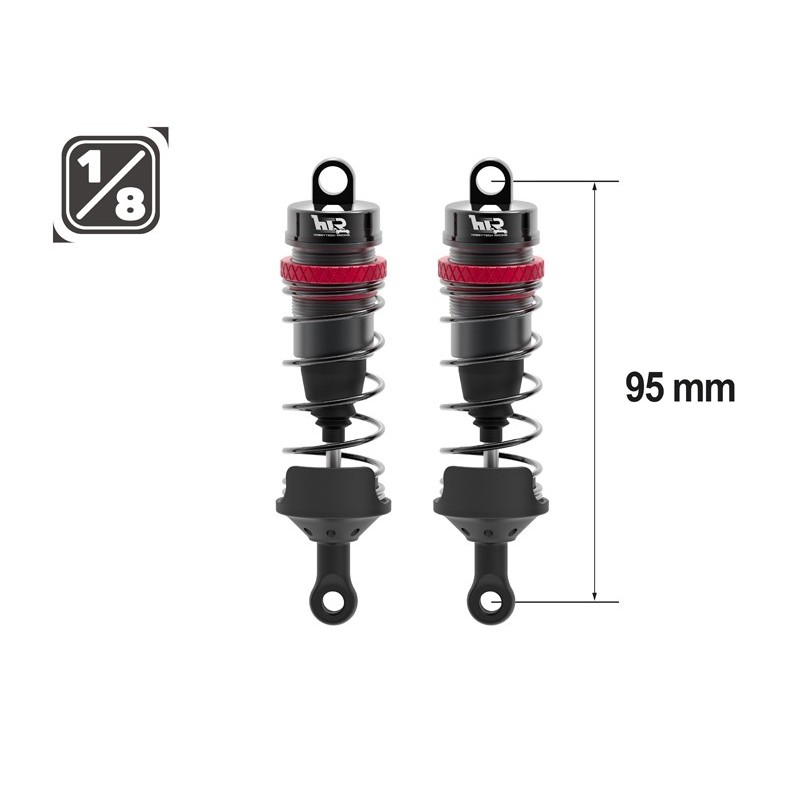 "Amortisseurs 1/8 95mm BIG BORE 16mm +kit 3 ressorts H/M/S"