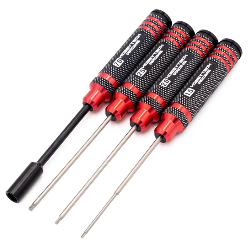 "Kit de 4 tournevis allen Rouge et Noir 1.5 / 2 / 2.5 et douille 7mm"