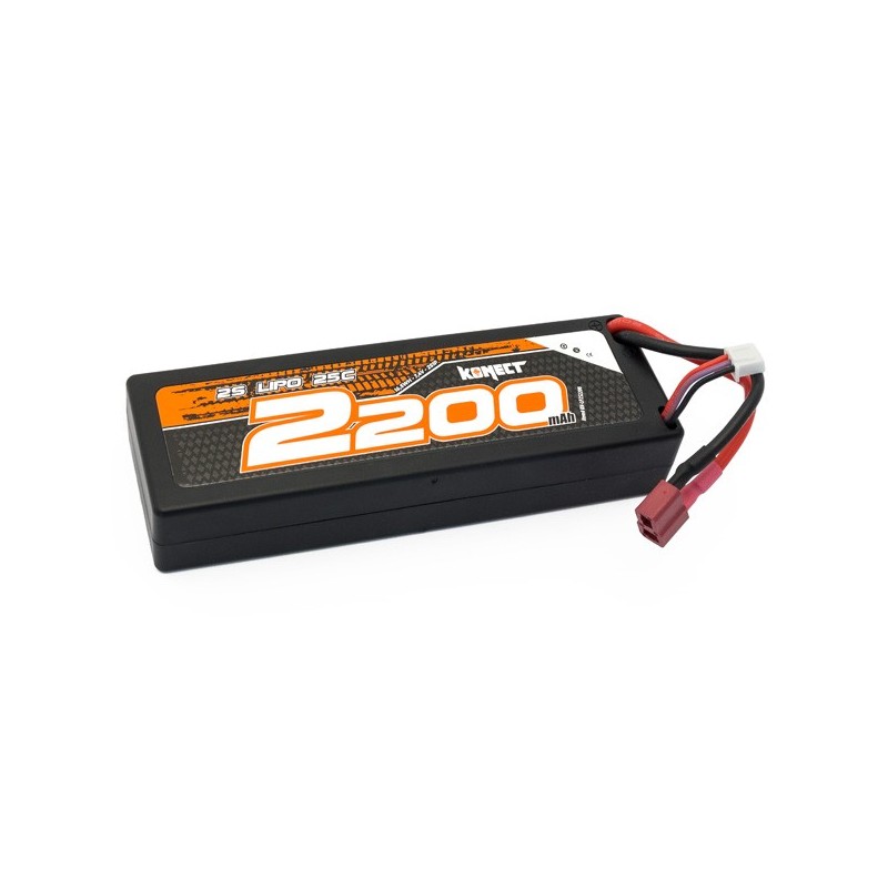 "Konect Lipo 2200mah 7.4V 25C 2S1P 16.5Wh Slim Pack Dean"