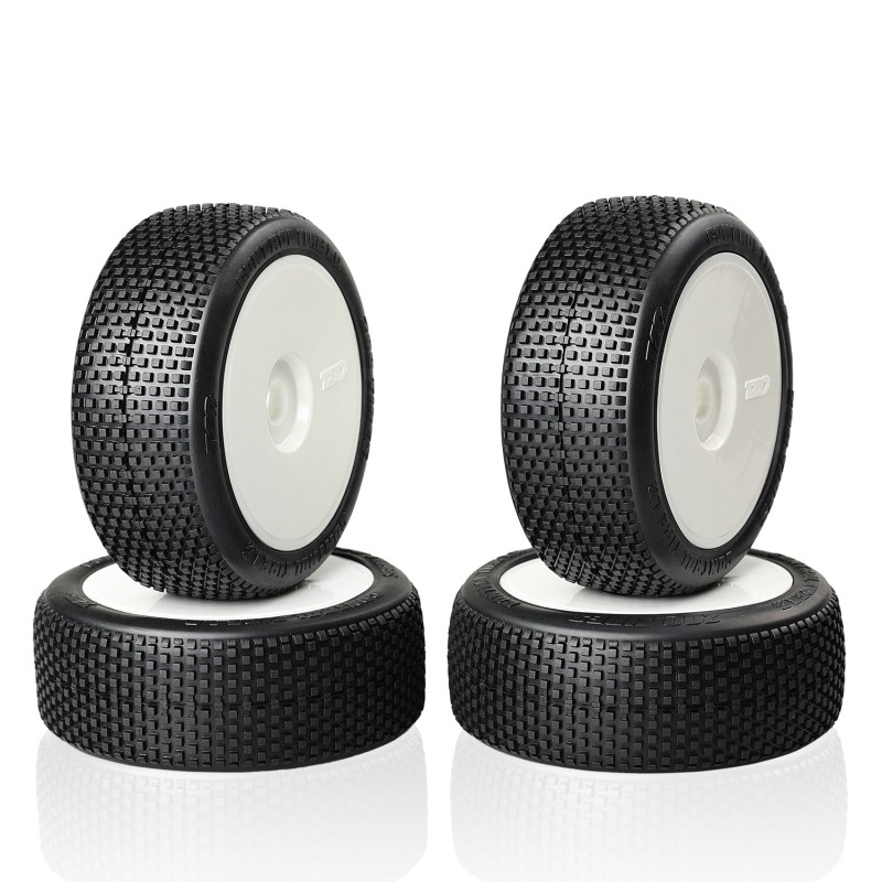 "Pneus TZO Control Tire- collé sur jante Blanche -MEDIUM- sachet de 4"
