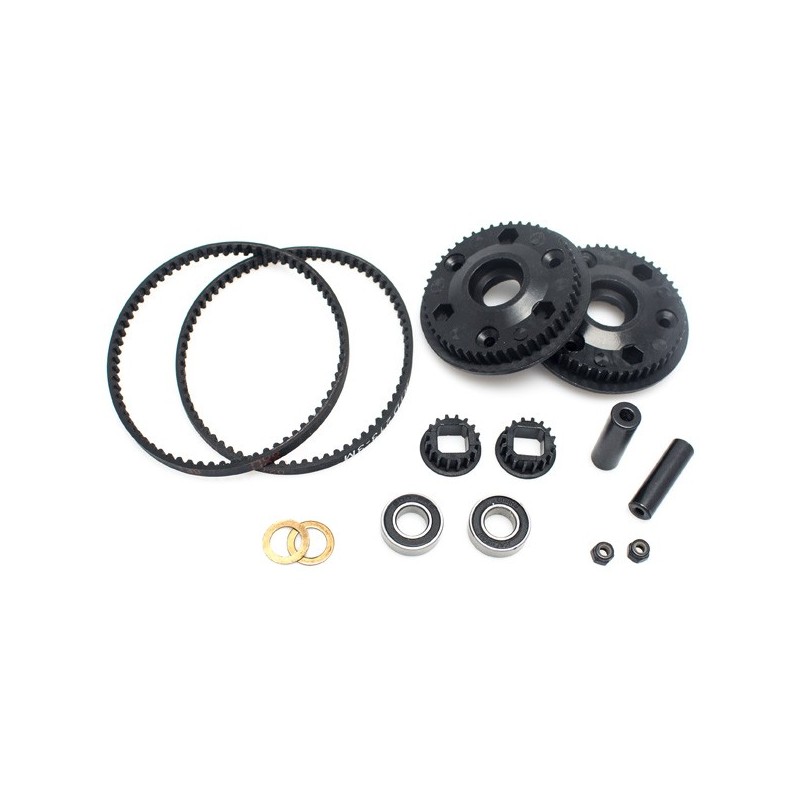 "Set courroie + Pignons + Entretoise + roulements"