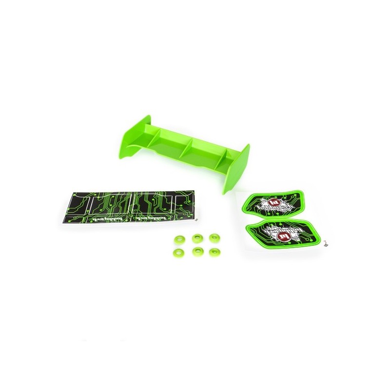 "Aileron buggy 1/10 plastique vert+stickers"