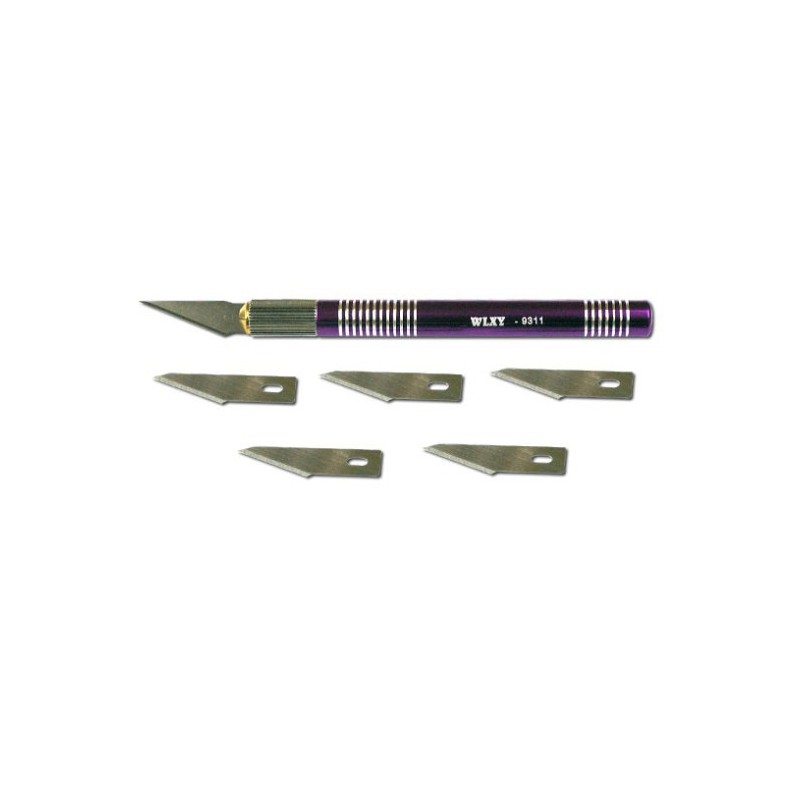 COUTEAU SCALPEL DIAM 11M PLUS 6 LAMES (COULEUR FONCTION ARRIVAGE)