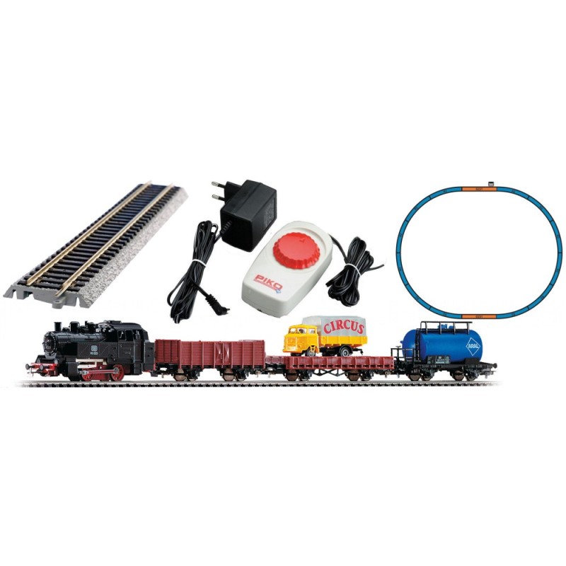 Piko 57113 Coffret de départ analogique avec locomotive vapeur 98-003 DB et 3 wagons marchandise Circus