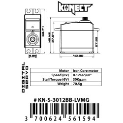 Servo Konect Digital 30kg-012s roulements/pignons métal