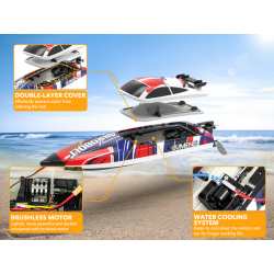 Volantex RC Arrobolt Lumen S Brushless 35+MPH Full Proportional Boat - 797-6 RTR - red