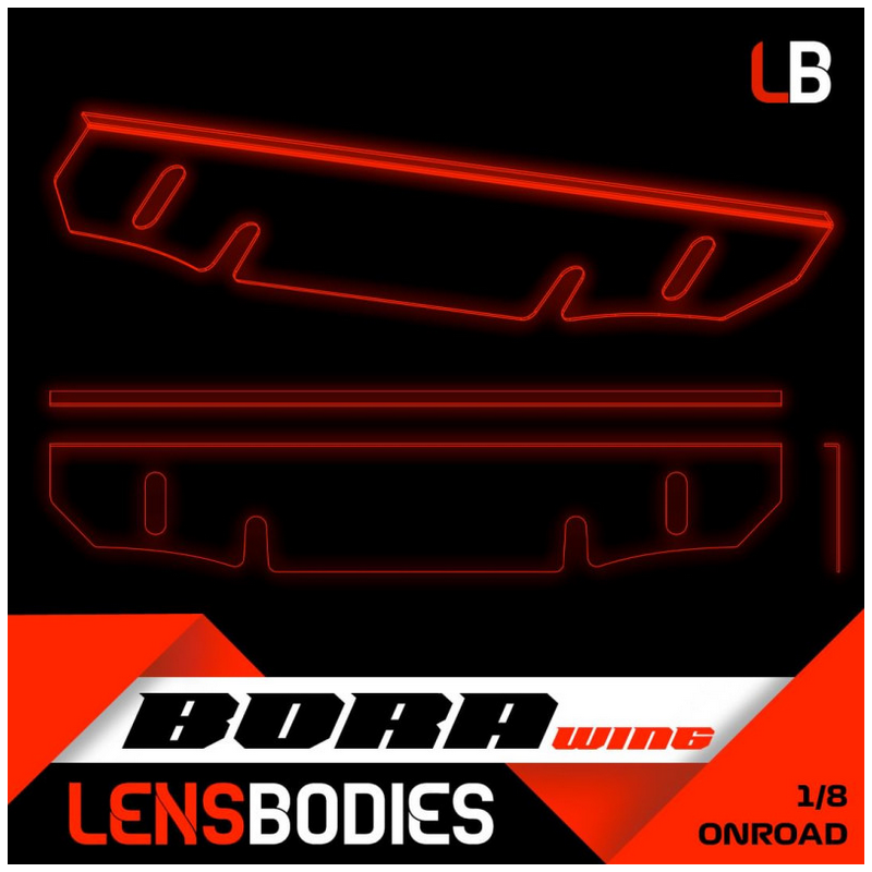 Renforts carrosserie 1/8 Piste Bora + Aileron Lens - HOT RACE