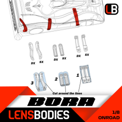 Renforts carrosserie 1/8 Piste Bora + Aileron Lens - HOT RACE
