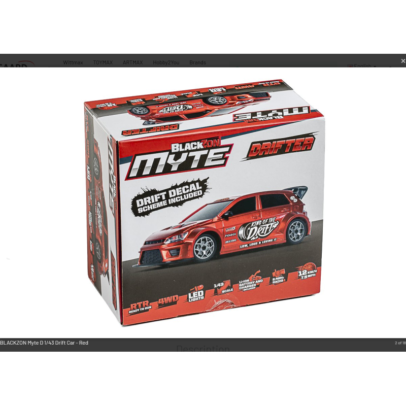 BLACKZON Myte D 1/43 Drift Car - Red